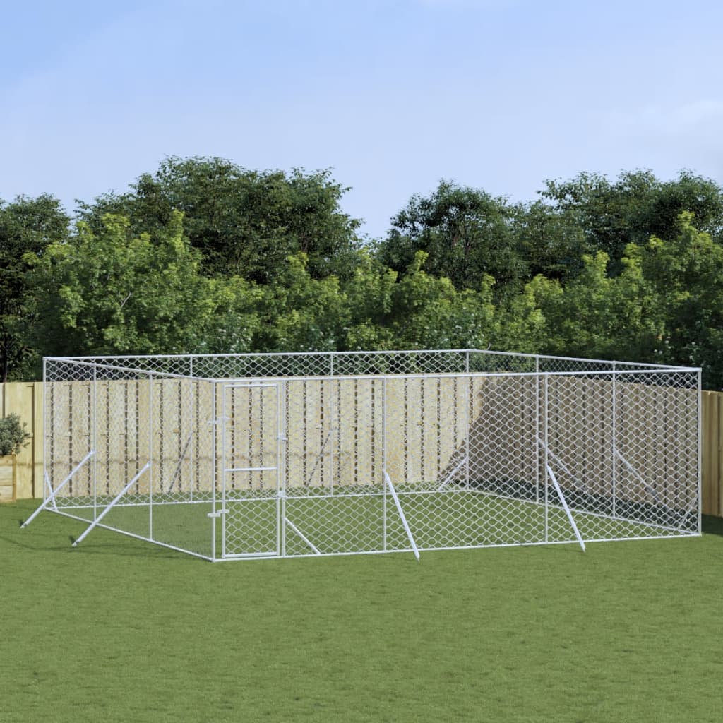 Outdoor Dog Kennel Silver 6x6x2 m Galvanised Steel - Merkel Designers