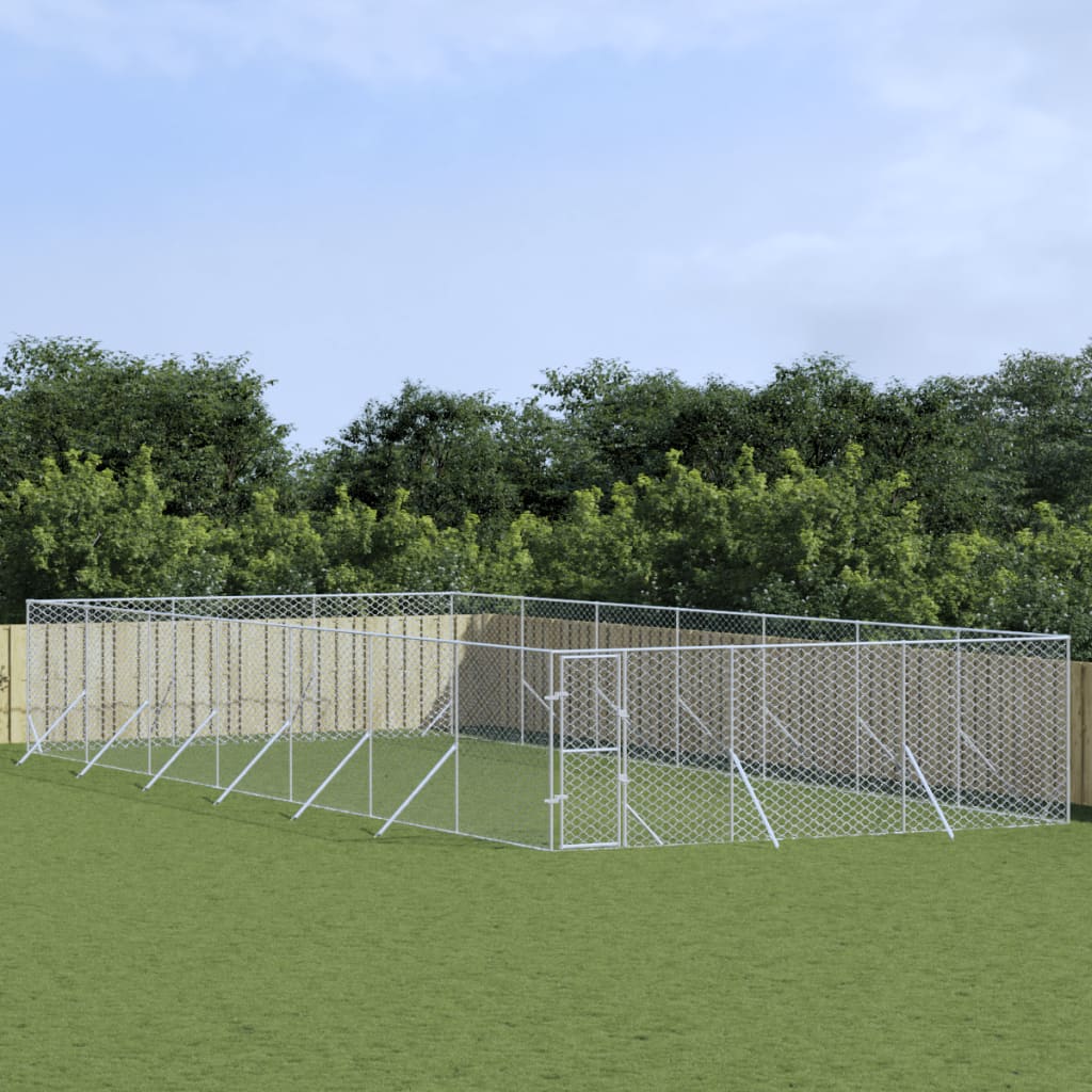 Outdoor Dog Kennel Silver 6x14x2 m Galvanised Steel - Sid & Sam
