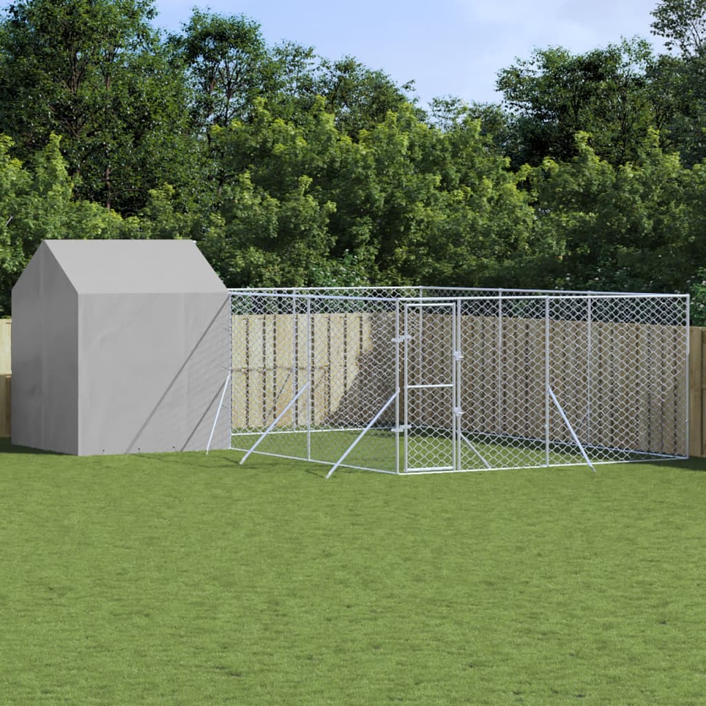Outdoor Dog Kennel with Roof Silver 6x6x2.5 m Galvanised Steel - Style and Chic