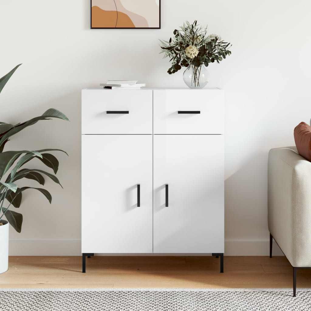Sideboard High Gloss White 69.5x34x90 cm Engineered Wood - Millennium Furniture