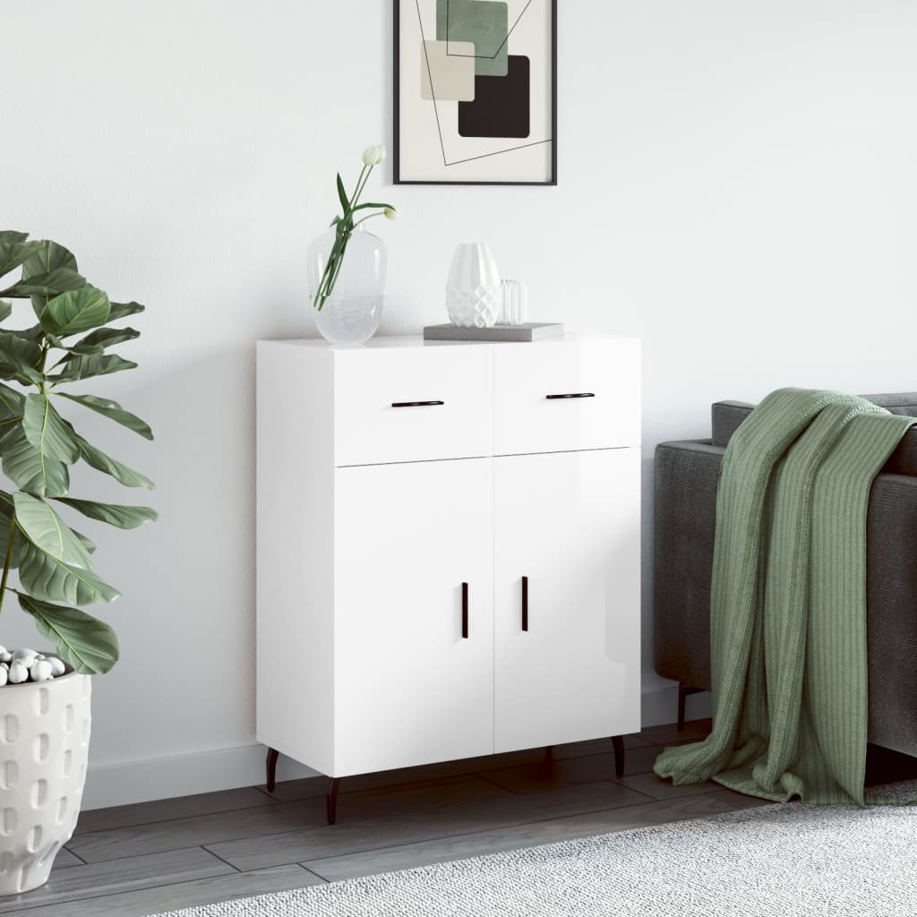 Sideboard High Gloss White 69.5x34x90 cm Engineered Wood - Design Hut