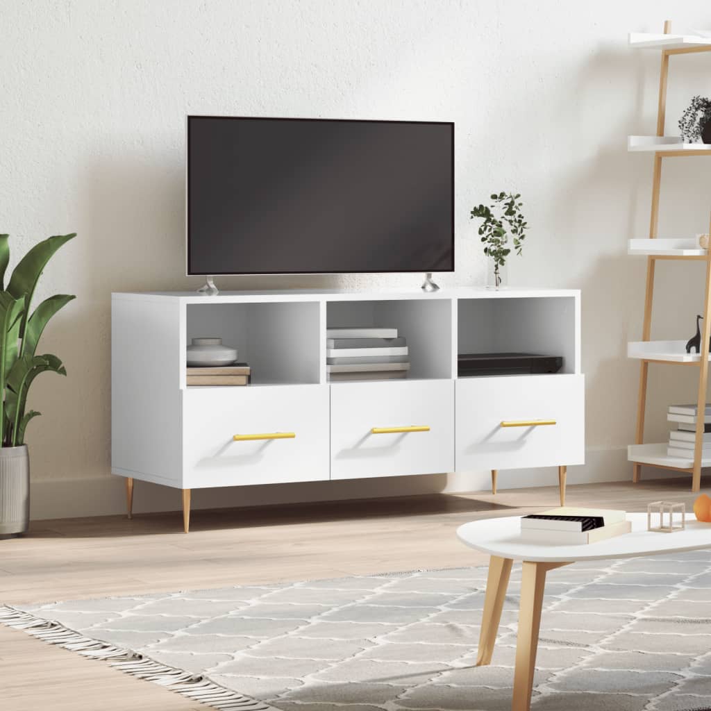TV Cabinet High Gloss White 102x36x50 cm Engineered Wood - Casper Homes