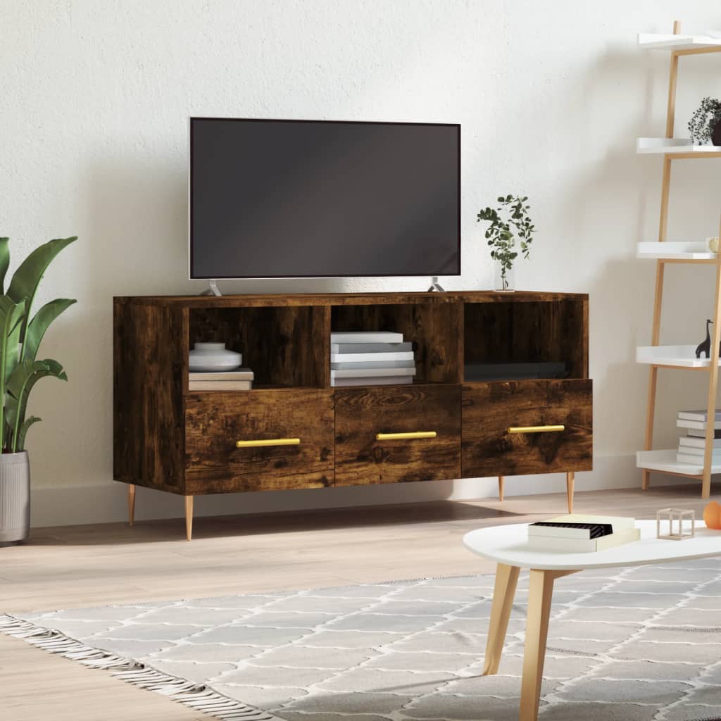 TV Cabinet Smoked Oak 102x36x50 cm Engineered Wood - Tyrell & Tyrell