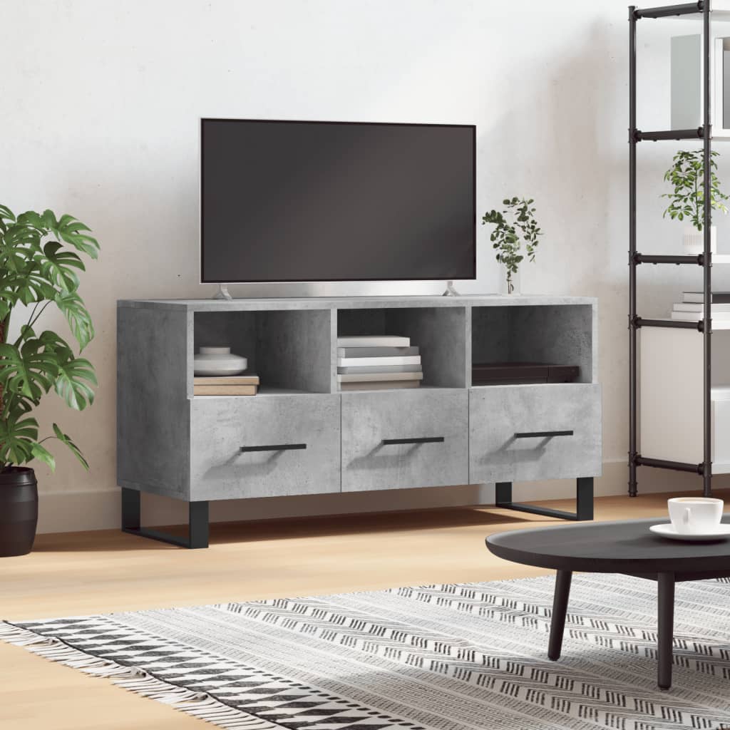 TV Cabinet Concrete Grey 102x36x50 cm Engineered Wood - Merkel Designers