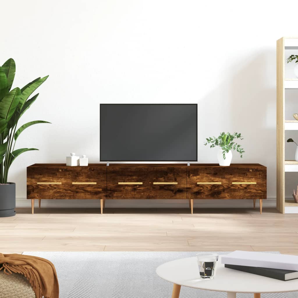 TV Cabinet Smoked Oak 150x36x30 cm Engineered Wood - Merlin Deals