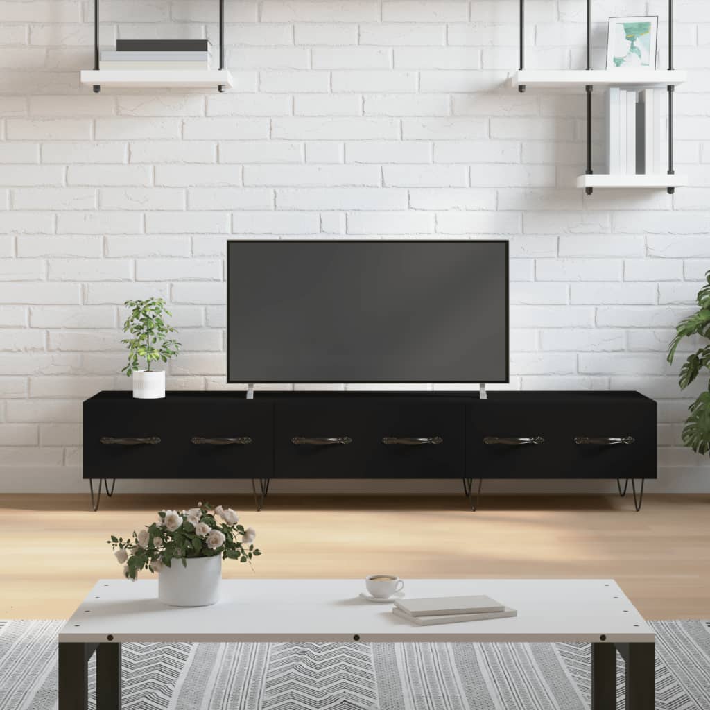 TV Cabinet Black 150x36x30 cm Engineered Wood - Merkel Designers