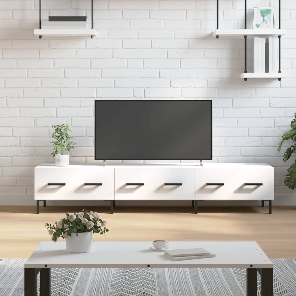 TV Cabinet White 150x36x30 cm Engineered Wood - Merlin Deals