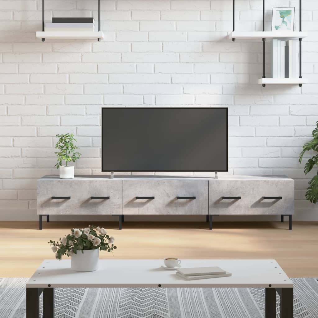 TV Cabinet Concrete Grey 150x36x30 cm Engineered Wood - The Home Maker