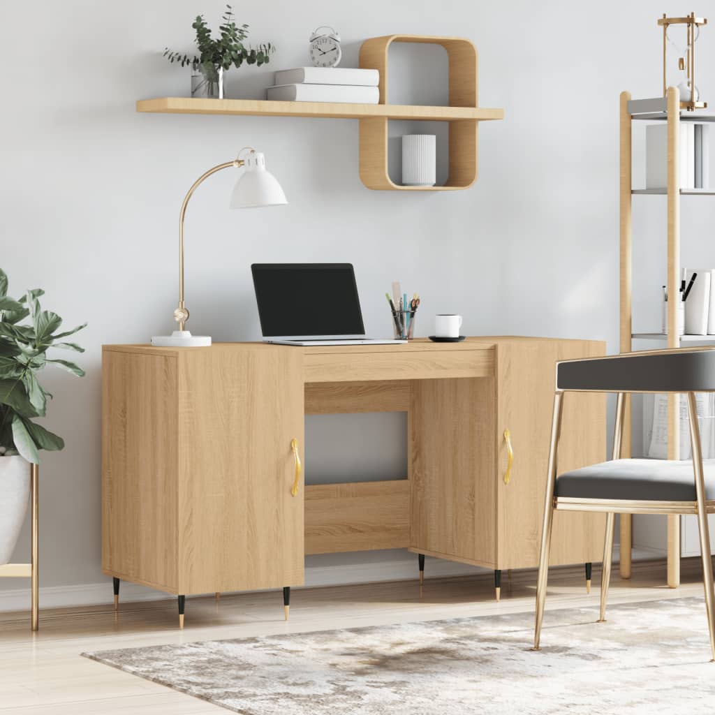 Desk Sonoma Oak 140x50x75 cm Engineered Wood - All Things Good