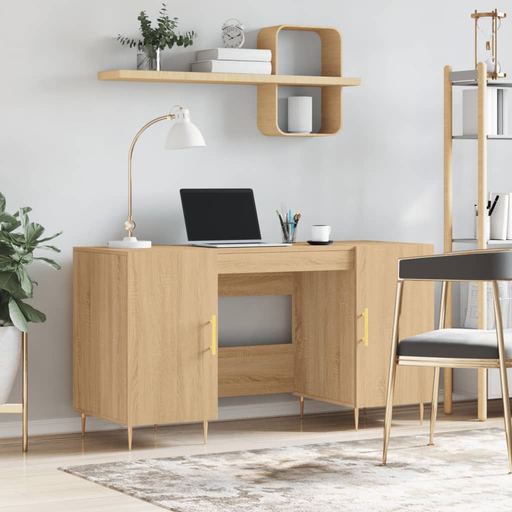 Desk Sonoma Oak 140x50x75 cm Engineered Wood - All Things Good