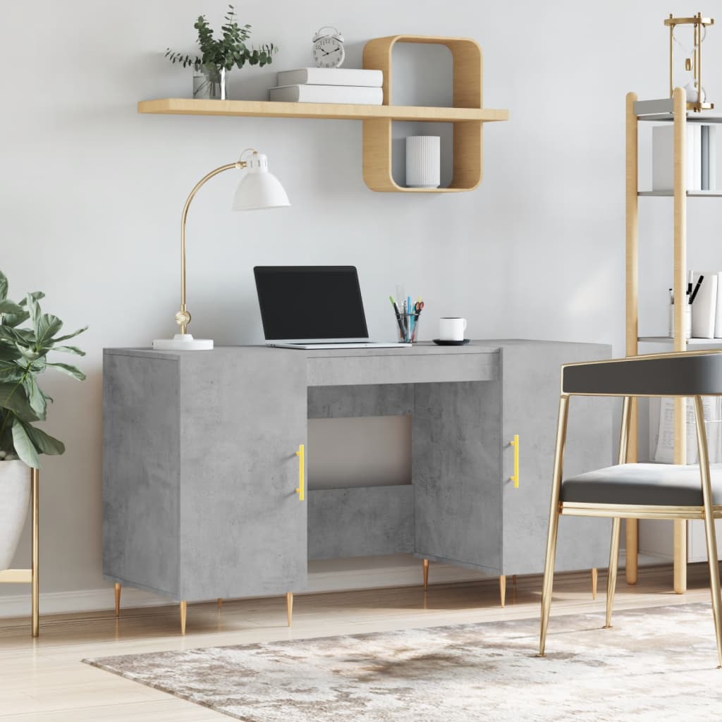 Desk Concrete Grey 140x50x75 cm Engineered Wood - All Things Good