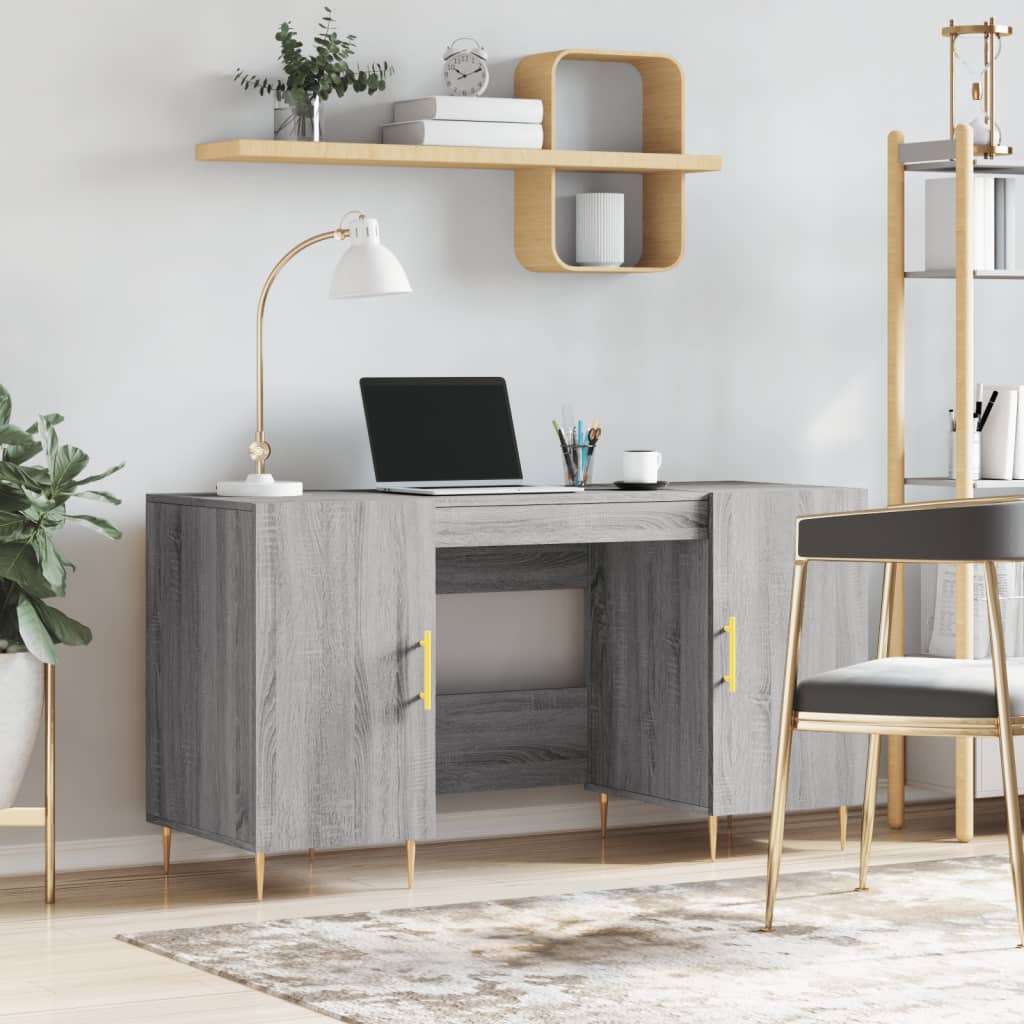 Desk Grey Sonoma 140x50x75 cm Engineered Wood - All Things Good