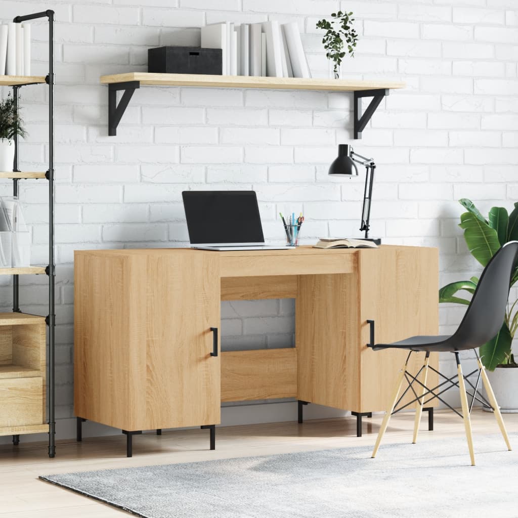 Desk Sonoma Oak 140x50x75 cm Engineered Wood - All Things Good
