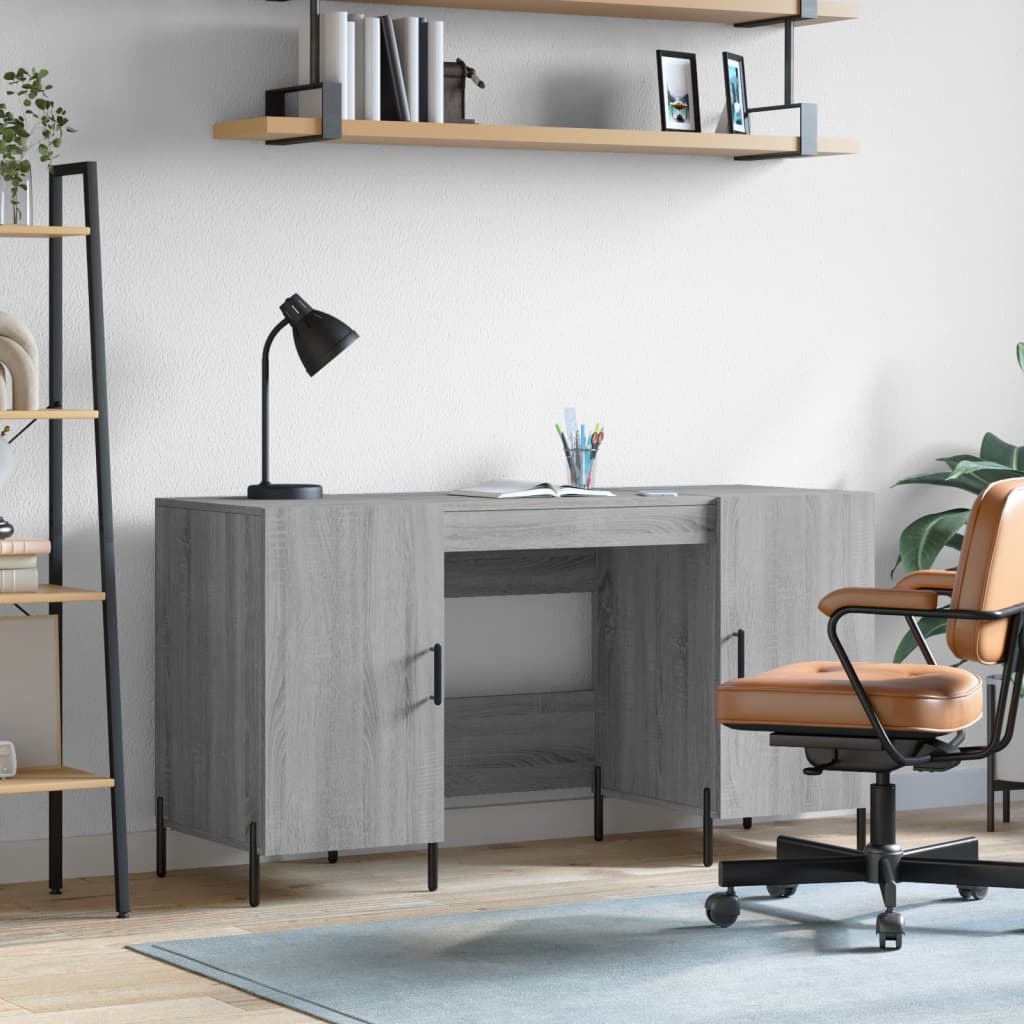 Desk Grey Sonoma 140x50x75 cm Engineered Wood - All Things Good