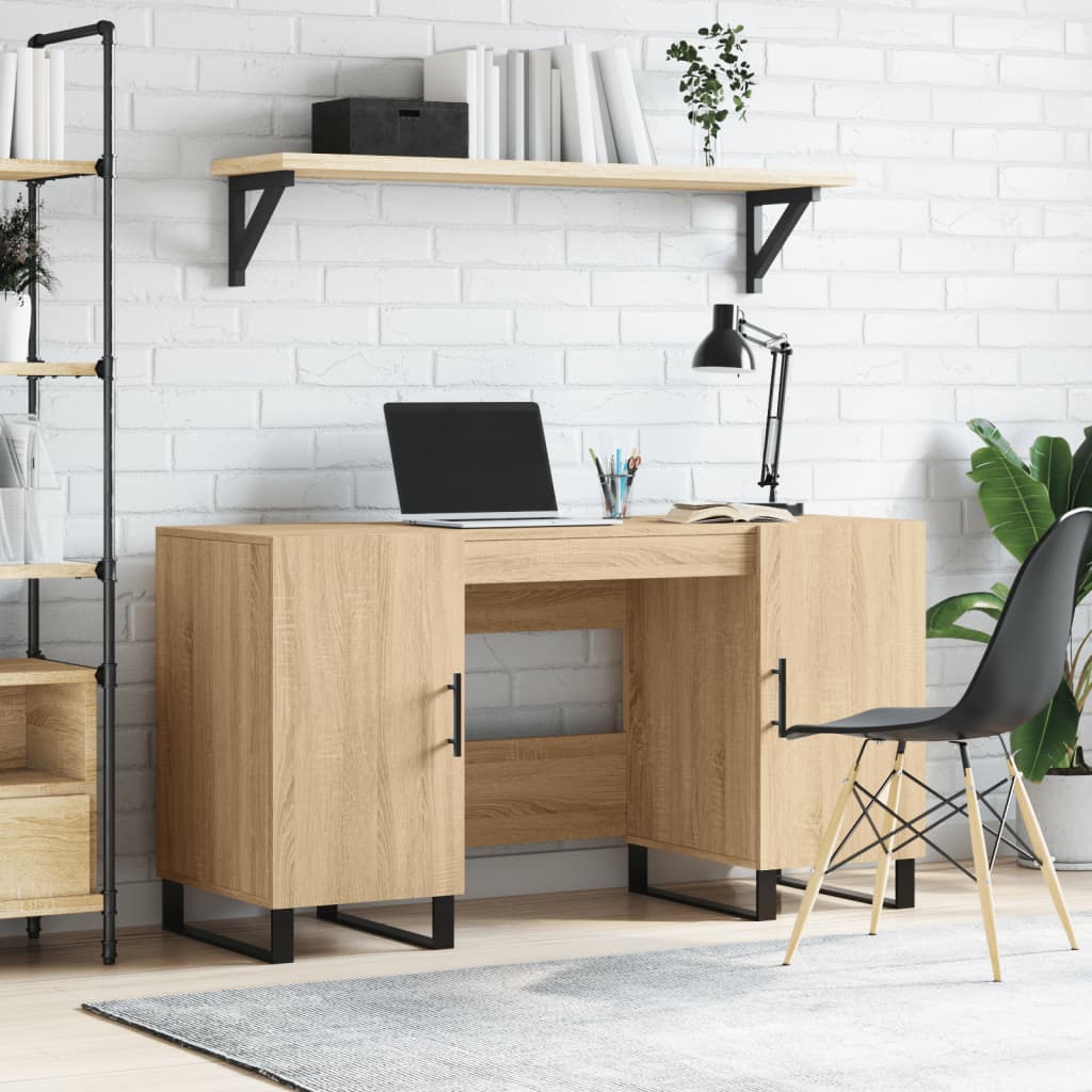 Desk Sonoma Oak 140x50x75 cm Engineered Wood - All Things Good