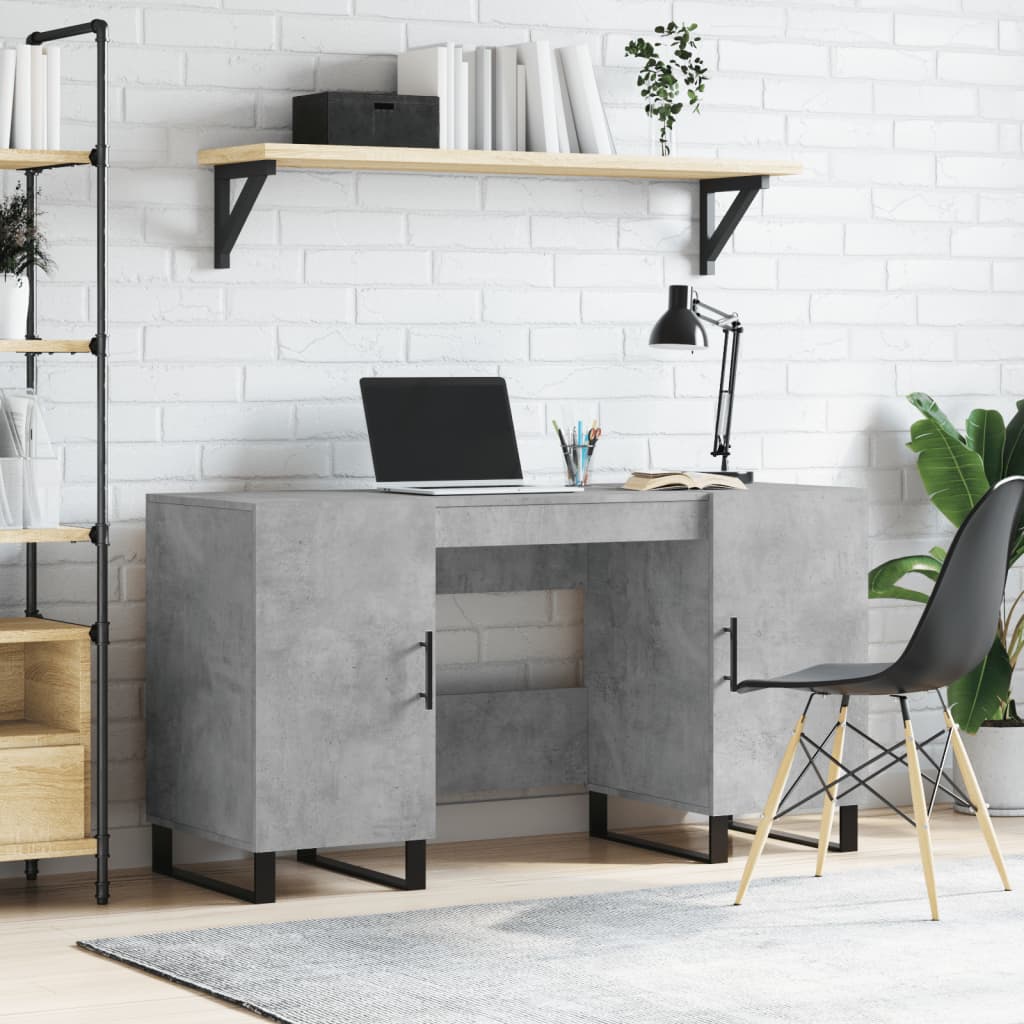 Desk Concrete Grey 140x50x75 cm Engineered Wood - Brittle & Co