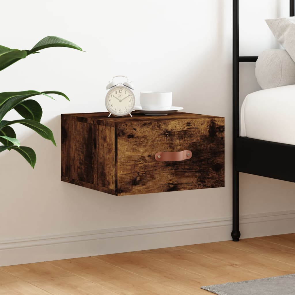 Wall-mounted Bedside Cabinet Smoked Oak 35x35x20 cm - Merkel Designers