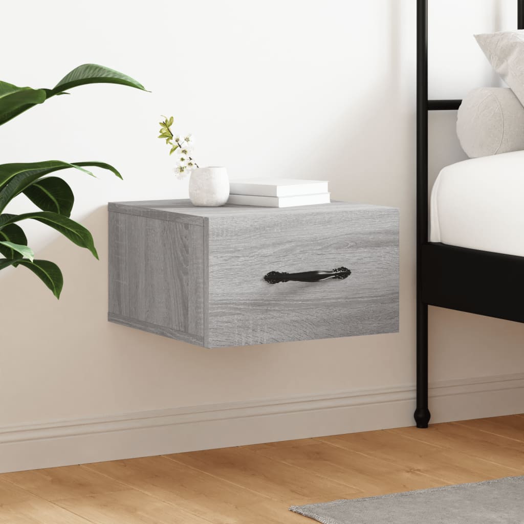 Bedside Table - MERLIN Dex Nightstand Grey Sonoma 35cm - R and M Furniture