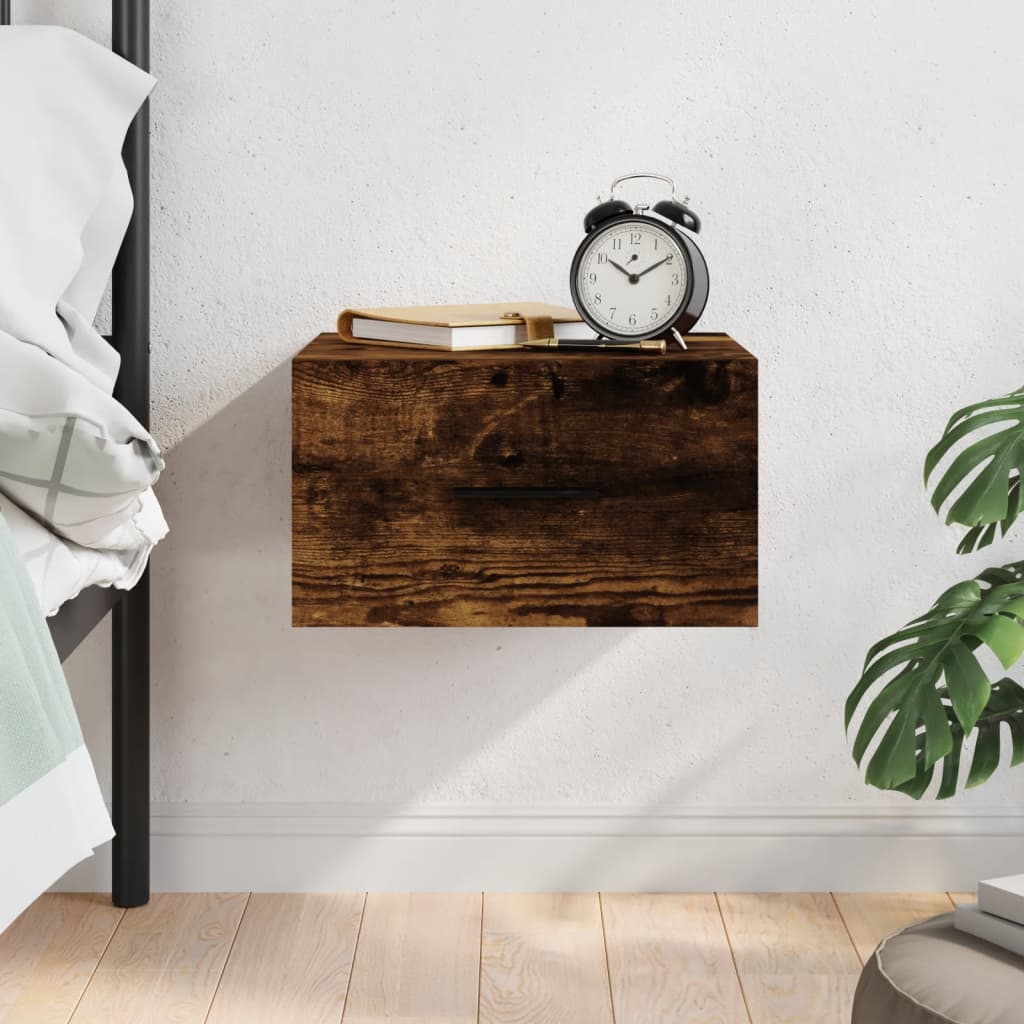 Wall-mounted Bedside Cabinet Smoked Oak 35x35x20 cm - Casper Homes