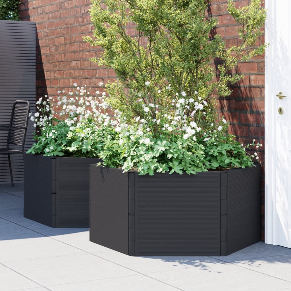 Garden Planters 2 pcs Anthracite PP - The Home Maker