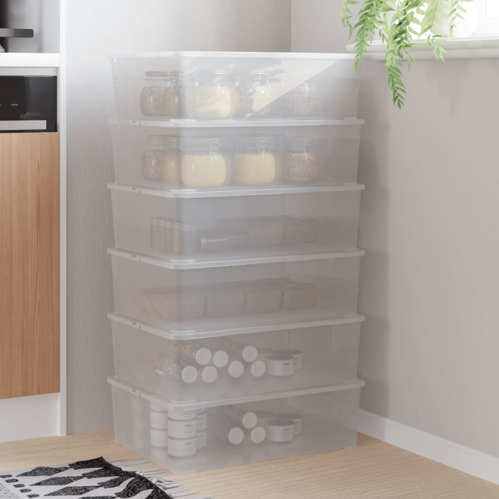 Plastic Storage Boxes 6 pcs 25 L Stackable - Sid & Sam
