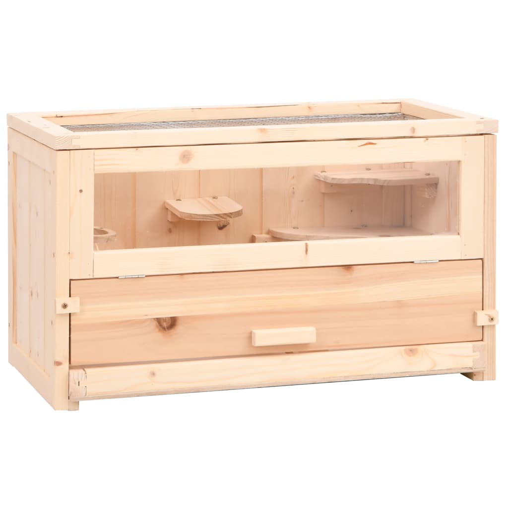 Hamster Cage 60x30x35 cm Solid Wood Fir - Direct Imports