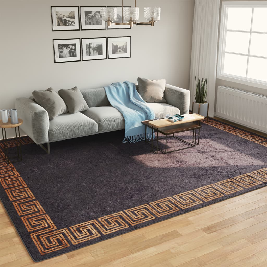 Rug Washable Black and Gold 400x300cm Anti Slip - Discount Dealers