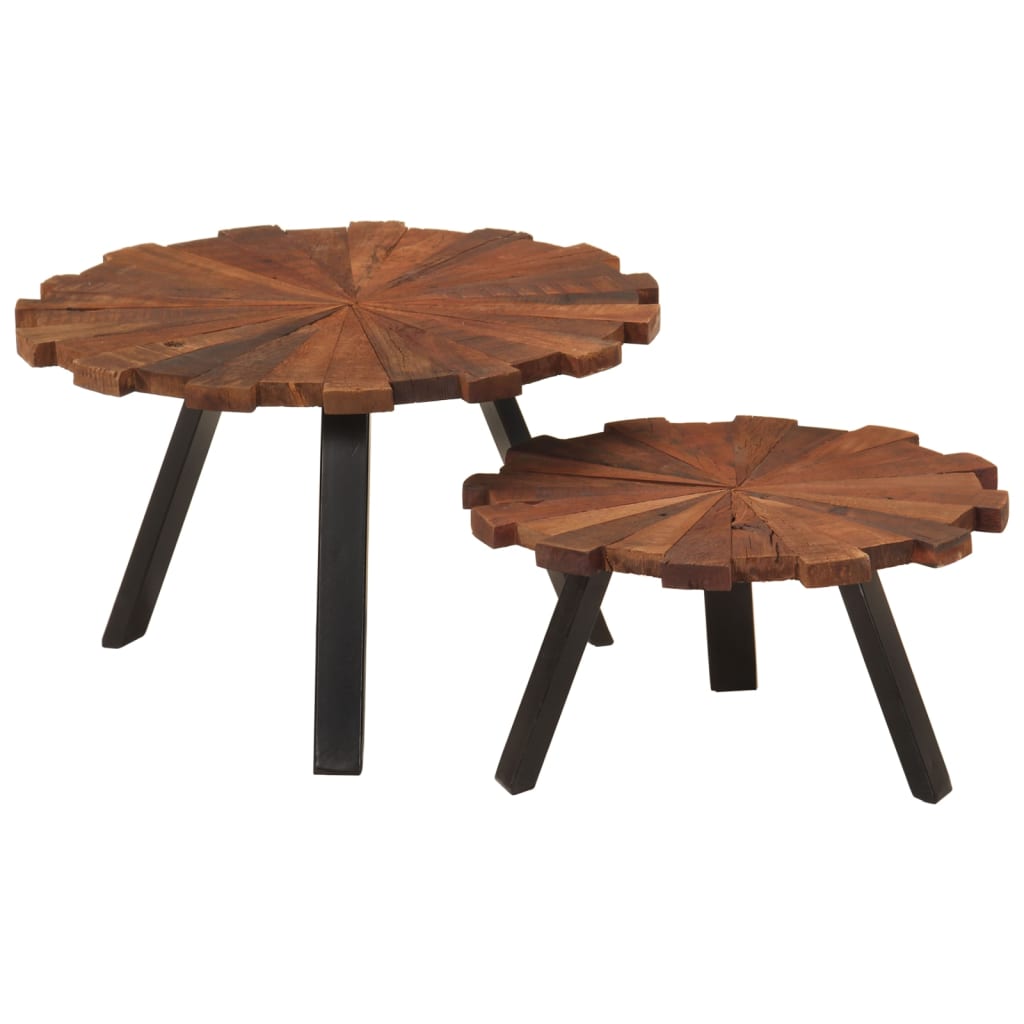 Coffee Tables 2 pcs Solid Wood Reclaimed and Iron - Discount Dealers