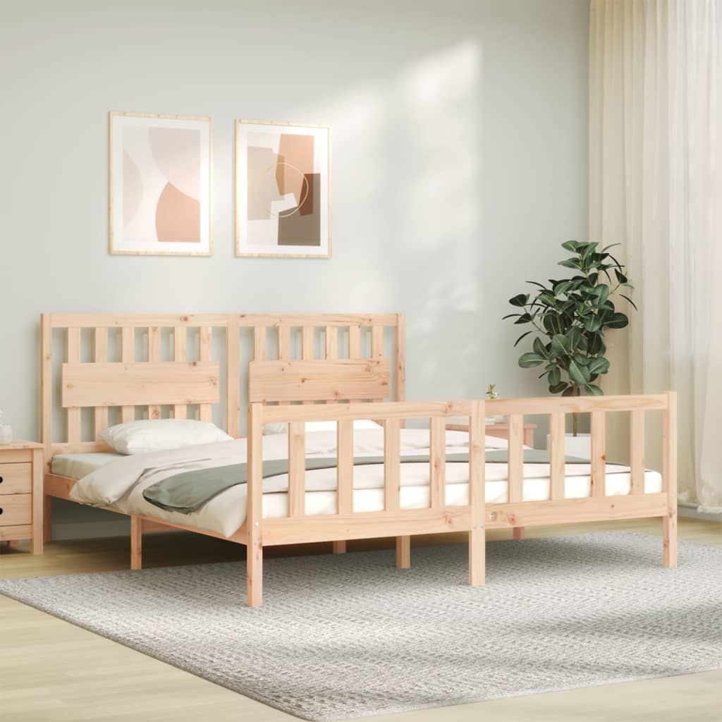 Bed Frame with Headboard Super King Size Solid Wood - Direct Imports