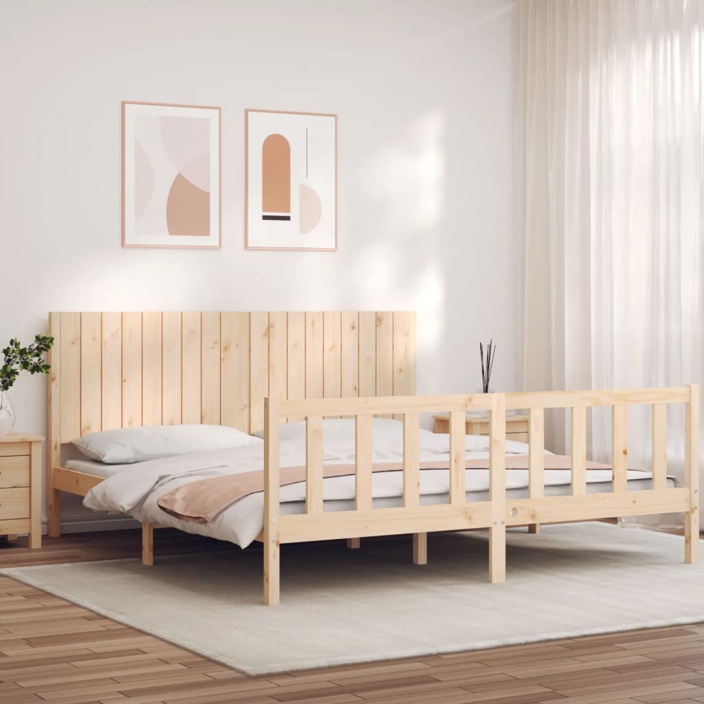 Bed Frame with Headboard Super King Size Solid Wood - Brittle & Co