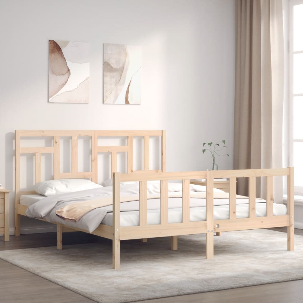 Bed Frame with Headboard 160x200 cm Solid Wood - Merlin Deals