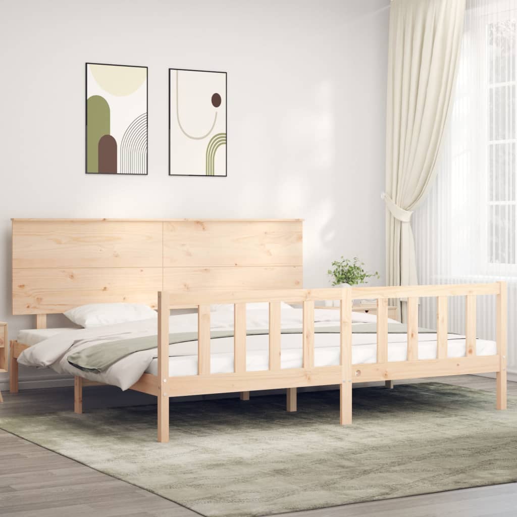 Bed Frame with Headboard Super King Size Solid Wood - Merlin Deals