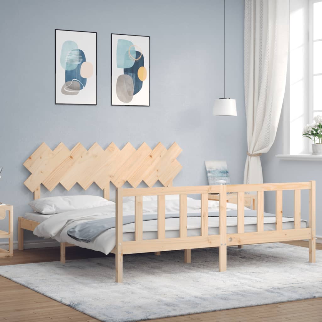 Bed Frame with Headboard Super King Size Solid Wood - The Home Maker