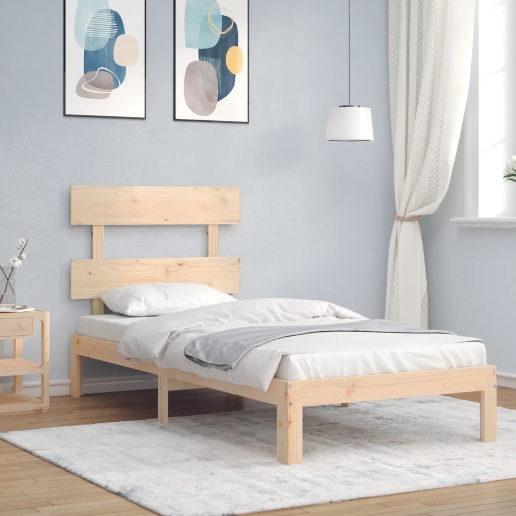 Bed Frame with Headboard Single Solid Wood - Merkel Designers