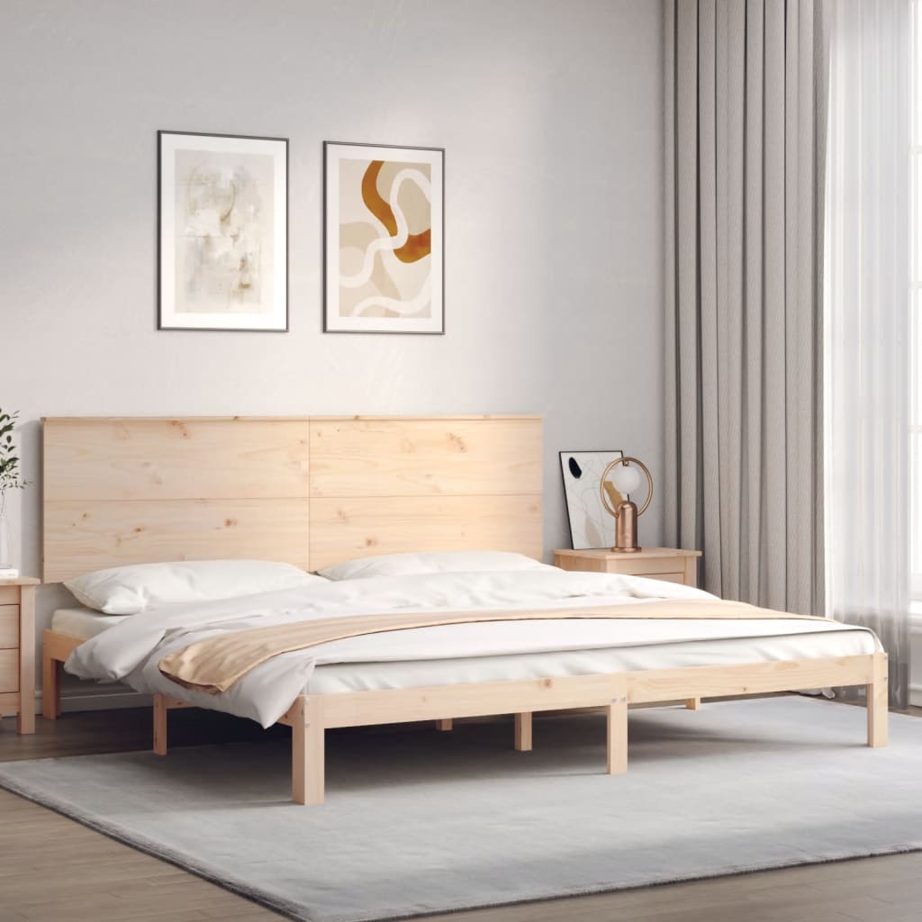 Bed Frame with Headboard Super King Size Solid Wood - Merlin Deals