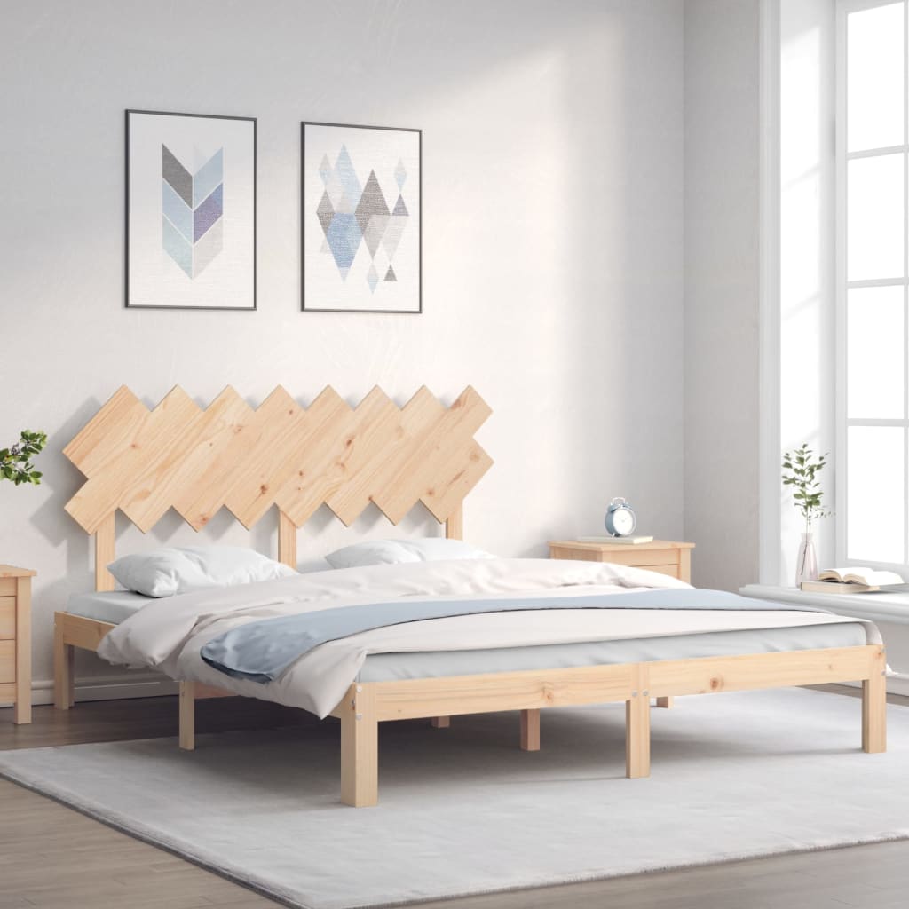 Bed Frame with Headboard 160x200 cm Solid Wood - All Things Good