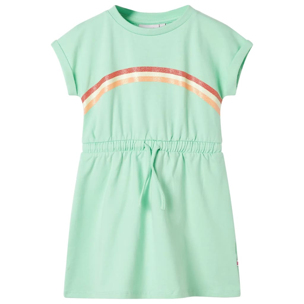 Kids' Dress with Drawstring Bright Green 116 - Style and Chic