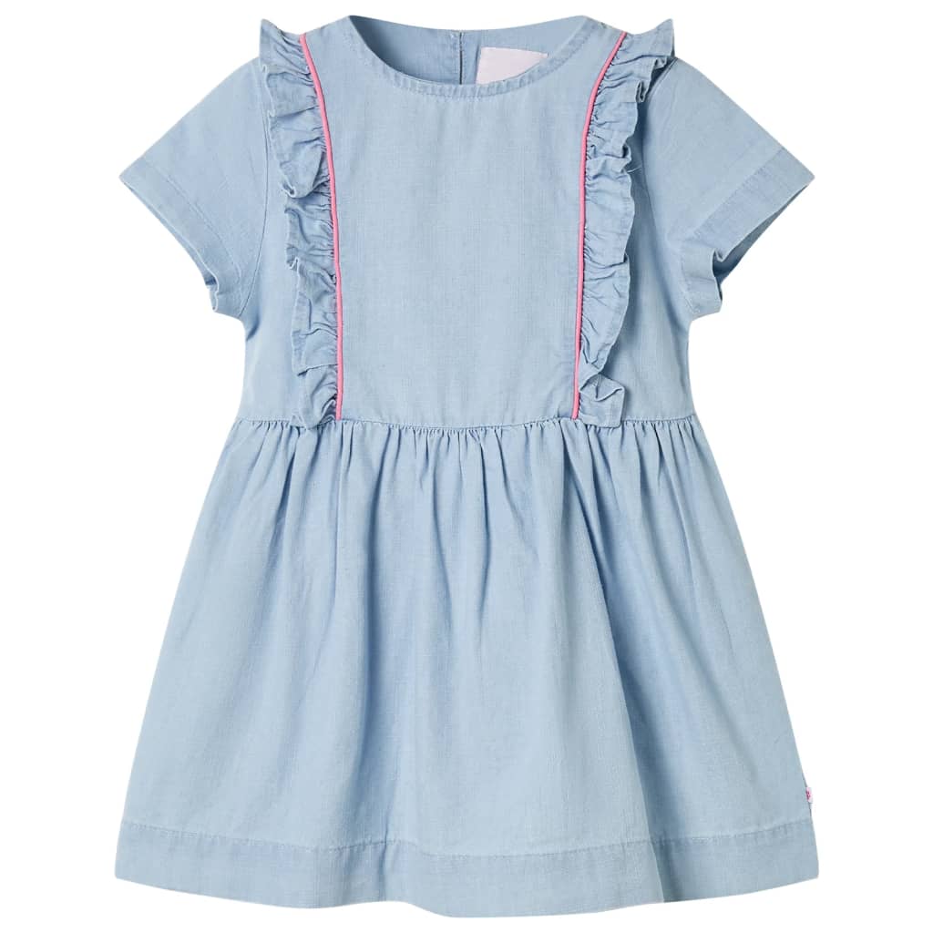 Kids' Dress with Ruffles Soft Blue 104 - All Things Good