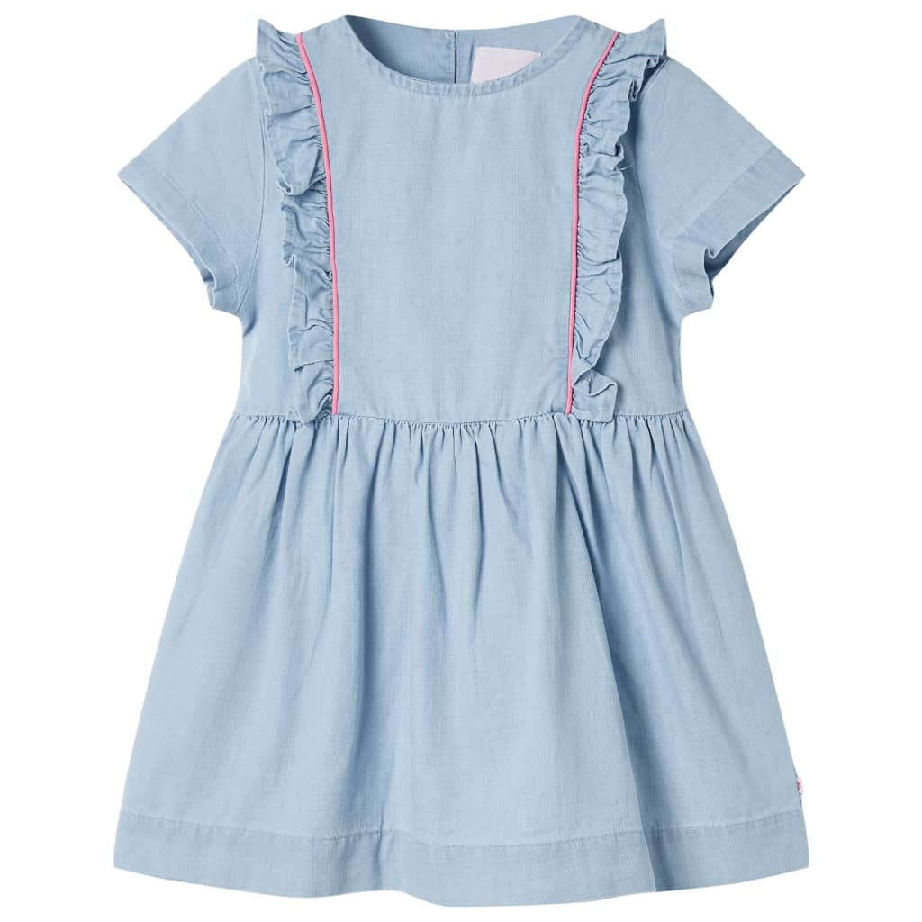 Kids' Dress with Ruffles Soft Blue 128 - All Things Good