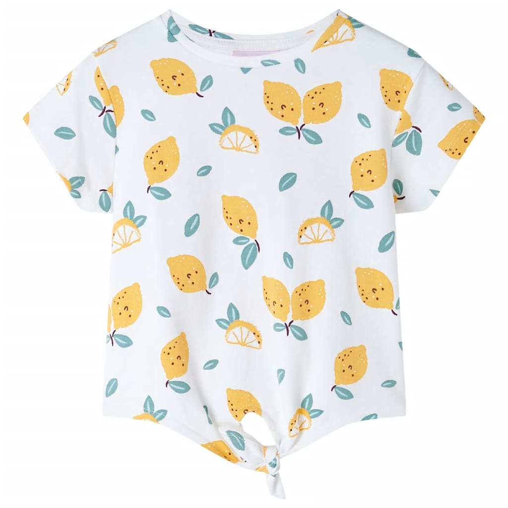 Kids'T-shirt with Tie Hem Ecru 128 - Merlin Deals