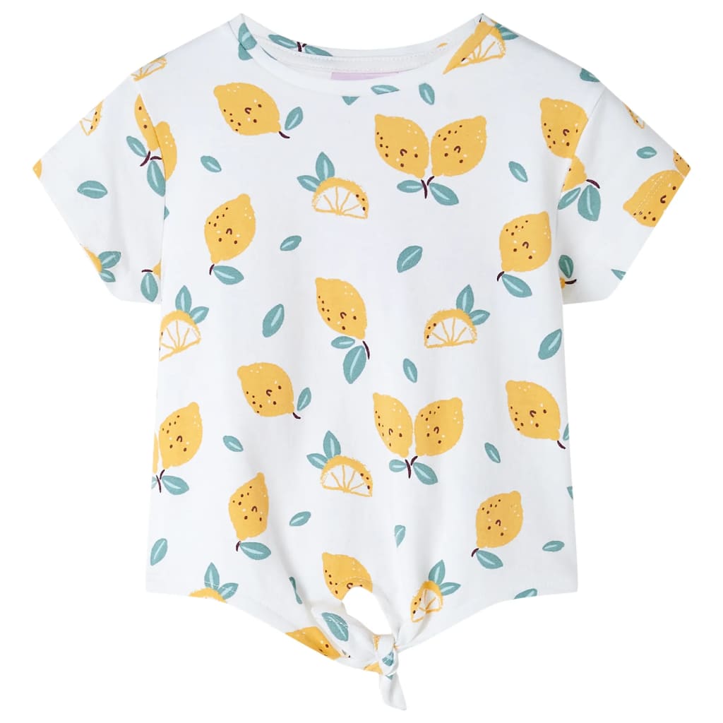 Kids'T-shirt with Tie Hem Ecru 140 - Casper Homes