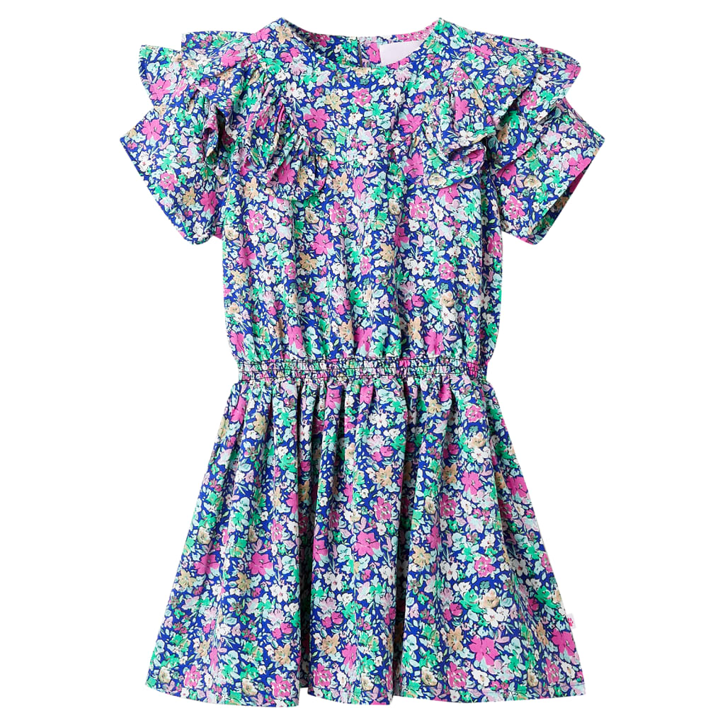 Kids' Dress with Ruffle Sleeves Cobalt Blue 104 - Merkel Designers