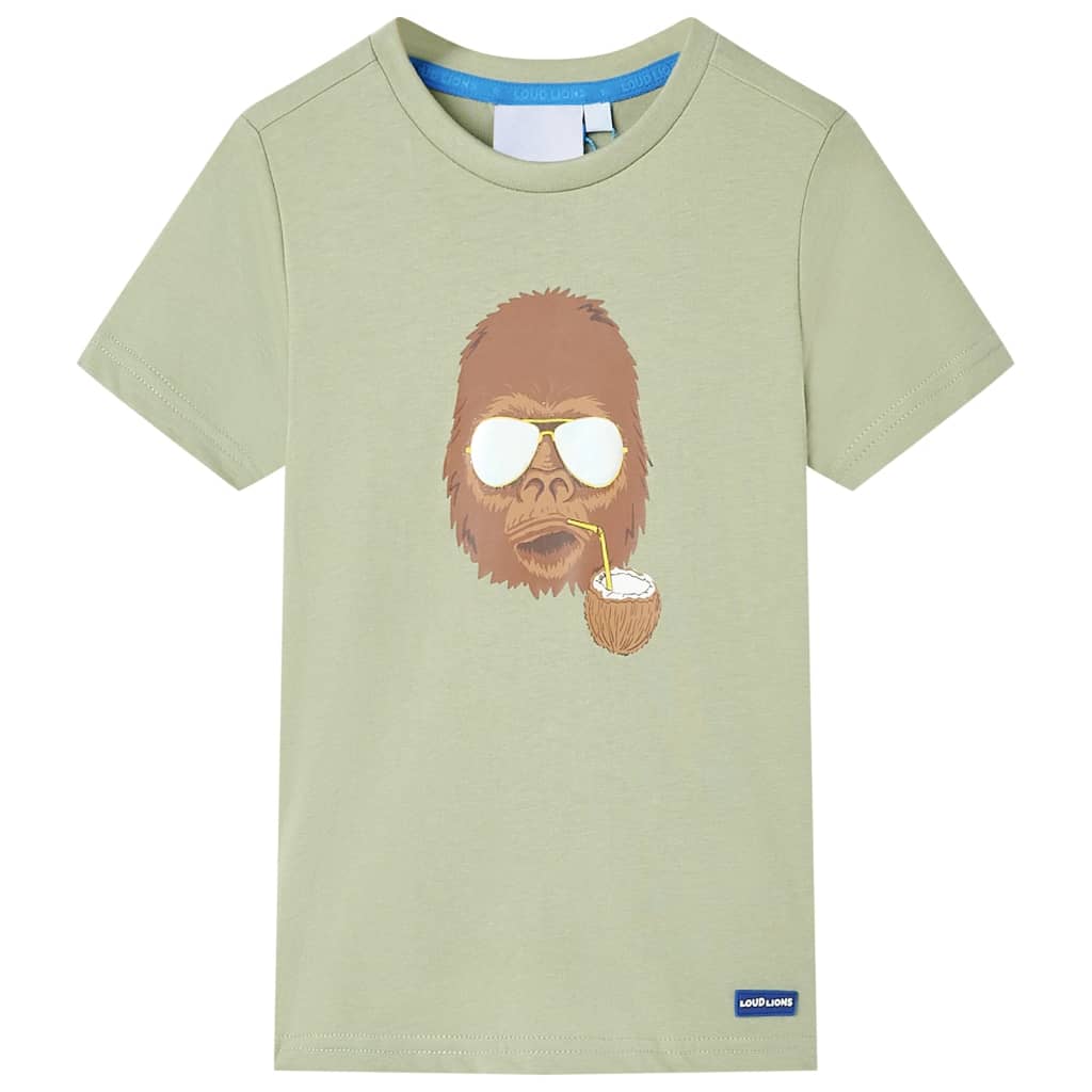 Kids' T-shirt with Short Sleeves Light Khaki 140 - All Things Good