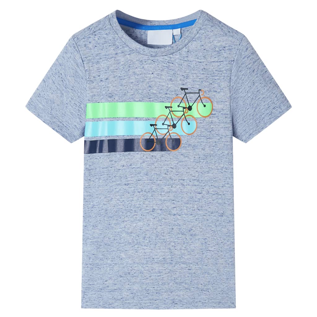 Kids' T-shirt with Short Sleeves Blue Melange 128 - Merkel Designers