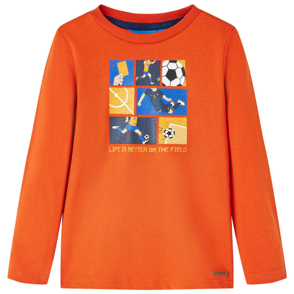 Kids' T-shirt with Long Sleeves Orange 128 - Merkel Designers