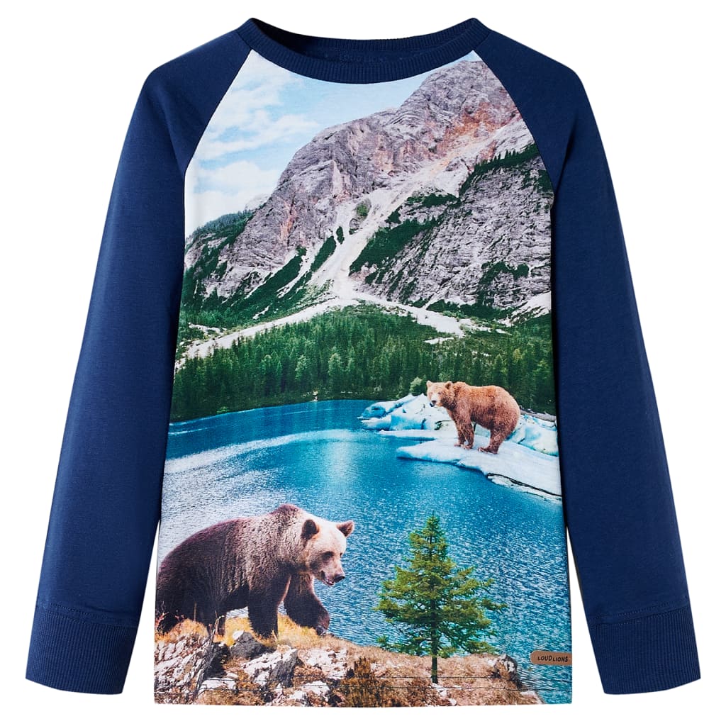 Kids' T-shirt with Long Sleeves Navy 128 - Merlin Deals