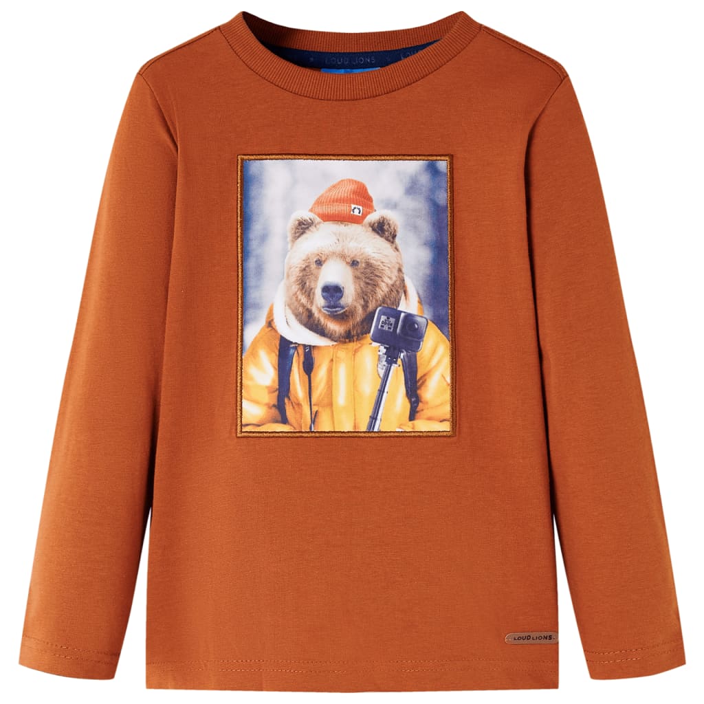 Kids' T-shirt with Long Sleeves Burnt Orange 116 - Merkel Designers