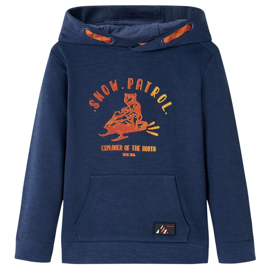 Kids' Hooded Sweatshirt Navy Melange and Orange 92 - All Things Good