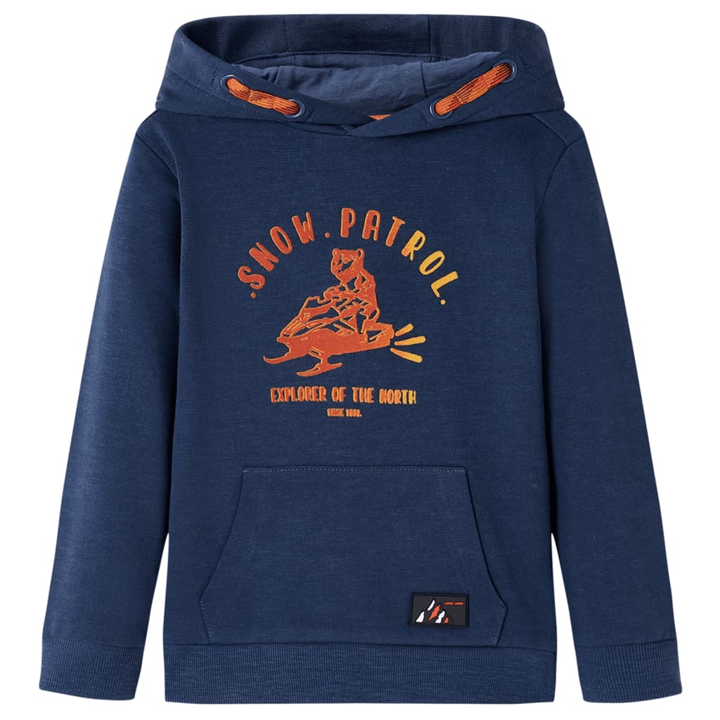 Kids' Hooded Sweatshirt Navy Melange and Orange 128 - Style and Chic