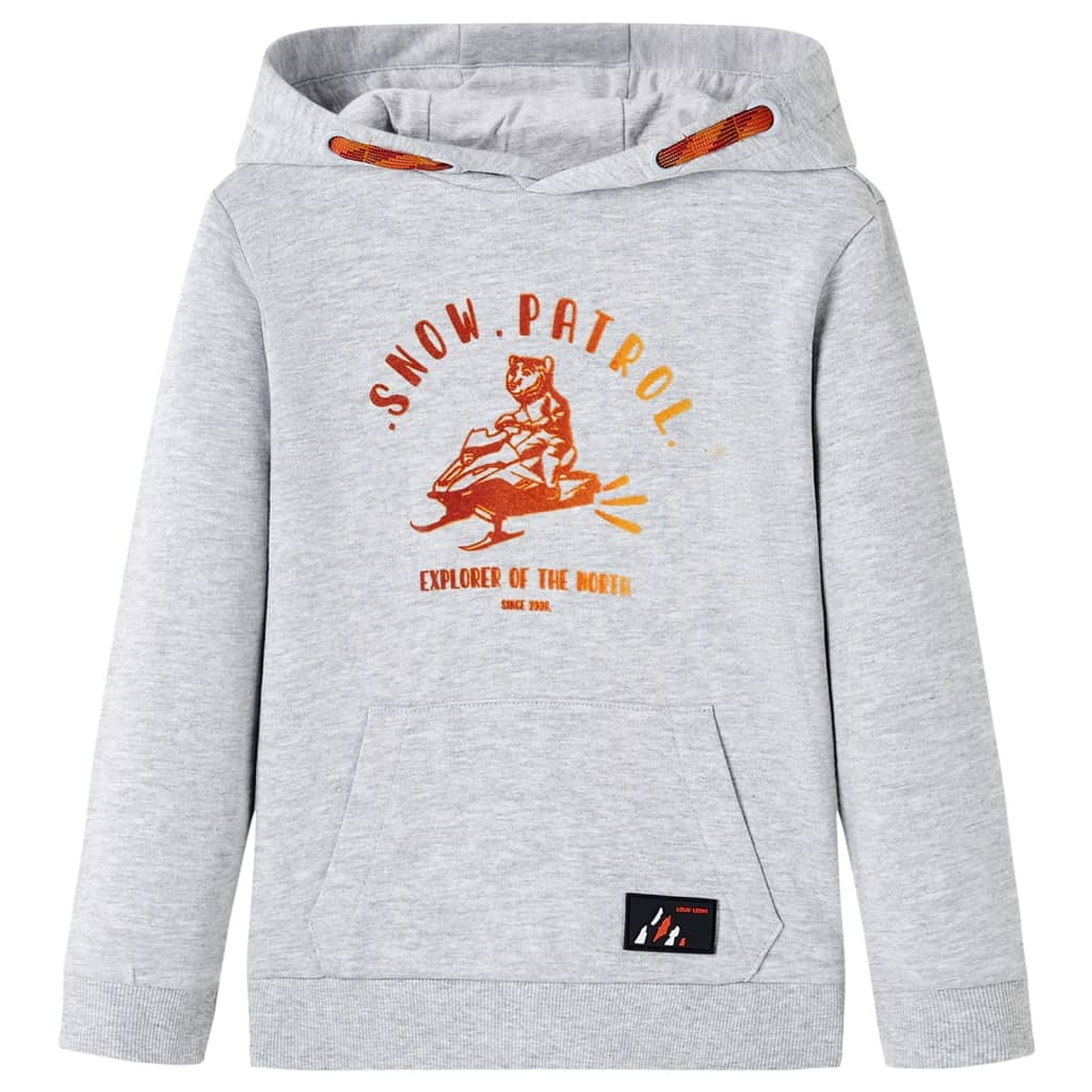 Kids' Hooded Sweatshirt Grey Melange and Orange 128 - Style and Chic